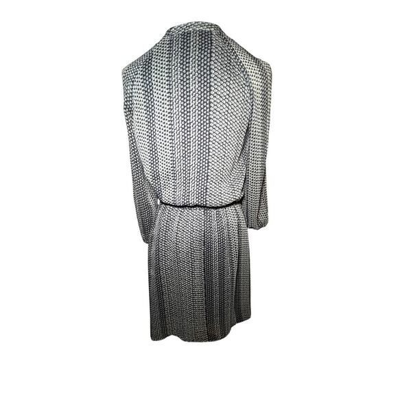 Loft Petite Dress Small Gray Black Dot‎ Print Belted V Neck Long Sleeve Work - Picture 6 of 12